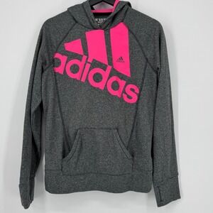 Adidas The Go To Hoodie Gray‎ Pink Womens Size Medium ClimaWarm Activewear